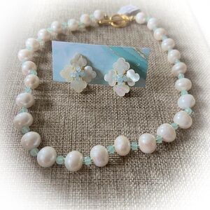 RARE! NWT Hazen & Co “Lucille” Aquamarine & Pearl Necklace